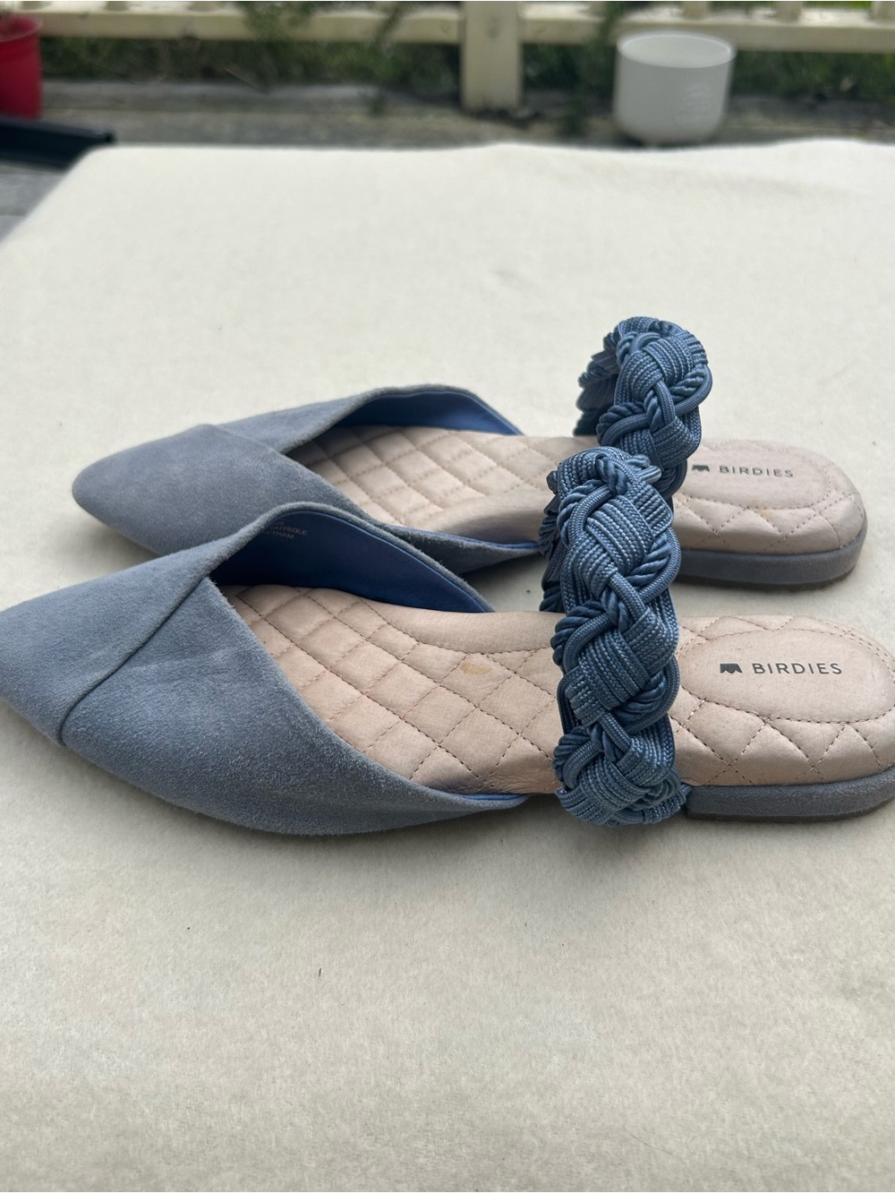 Birdies Swan Bracelet Mule in Denim Blue Suede Slip On Sandal Size 9.5 - Picture 4 of 10